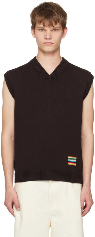 Pop Trading Company Paul Smith Stripe-jacquard Organic Cotton Jumper Waistcoat In Grey