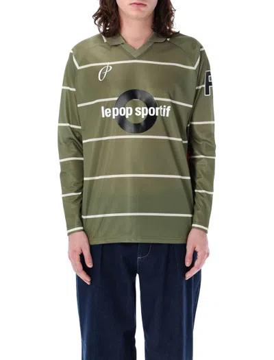 Pop Trading Company Pop Striped Sportif Long Sleeves T-shirt In Loden Green