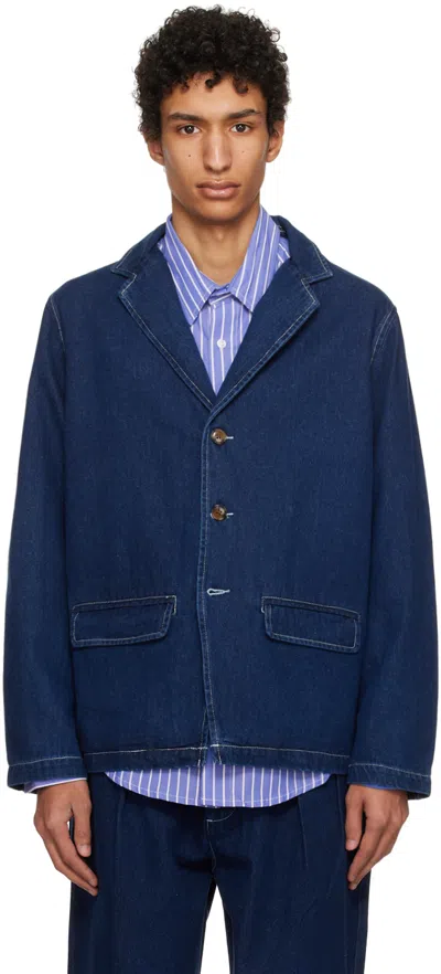 Pop Trading Company Indigo 'pop' Hewitt Denim Jacket In Rinsed Denim