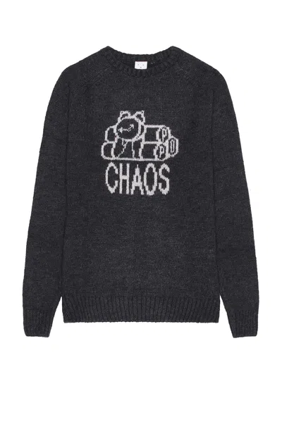 Pop Trading Company Knitted Chaos Crewneck Sweatshirt In Anthracite