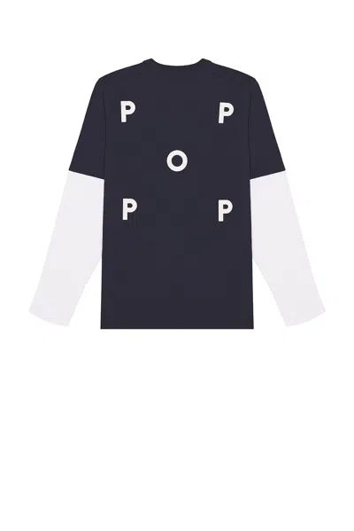Pop Trading Company Logo Long Sleeve Tee In Blue