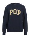 Pop Trading Company Navy Arch Sweater In Navy/cress Green