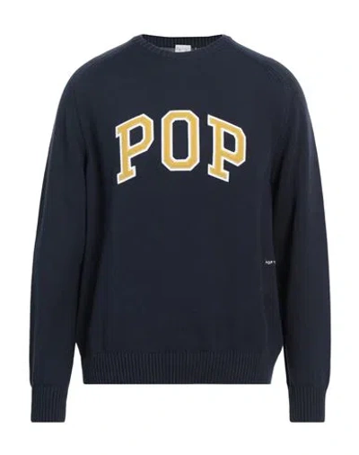 Pop Trading Company Navy Arch Sweater In Navy/cress Green