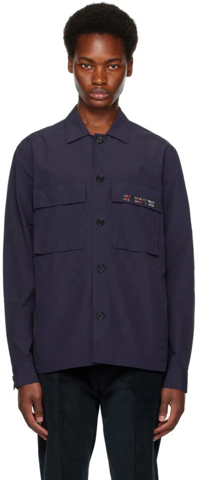Pop Trading Company Navy Embroidered Shirt