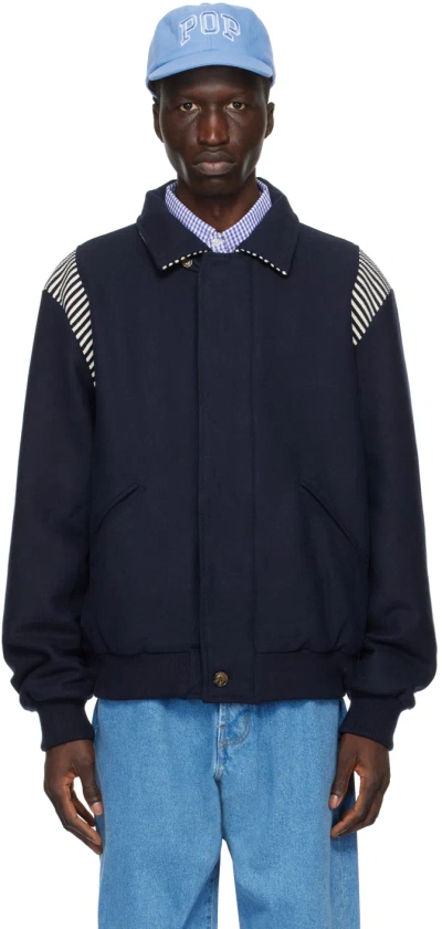 Pop Trading Company Navy Stripe Bomber Jacket