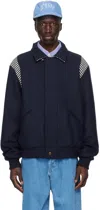 Pop Trading Company Navy Stripe Bomber Jacket In Navy
