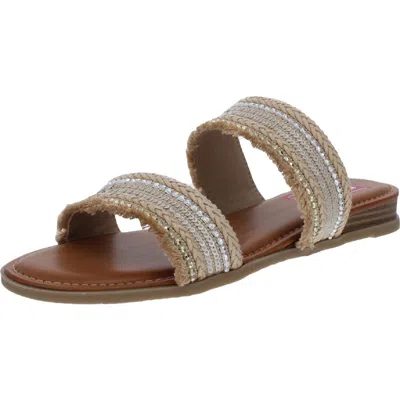 Pop Travel Womens Embellished Slip On Wedge Sandals In Pink