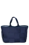 Pop Ups Brand Icon Water Resistant Woven Neoprene Tote Bag In Blue