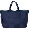 Pop Ups Brand Icon Water Resistant Woven Neoprene Tote Bag In Blue