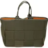 Pop Ups Brand Icon Water Resistant Woven Neoprene Tote Bag In Green