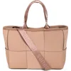 Pop Ups Brand Water Resistant Woven Neoprene Mini Tote Bag In Brown