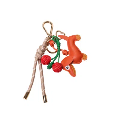 Pop Ups Brand Women's Neutrals Key Chain Taupe With Charms - Red Cherries And Orange Dog In Multi