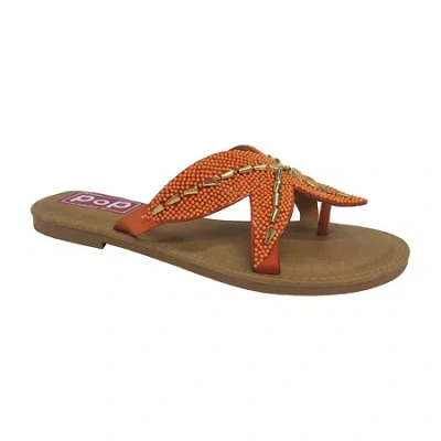 Pop Womens Asterra Flat Sandals In Orange