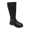 Pop Womens Baldwin Flat Heel Motorcycle Boots In Black