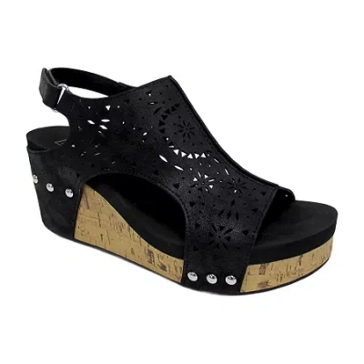 Pop Womens Ellerie Wedge Sandals In Black