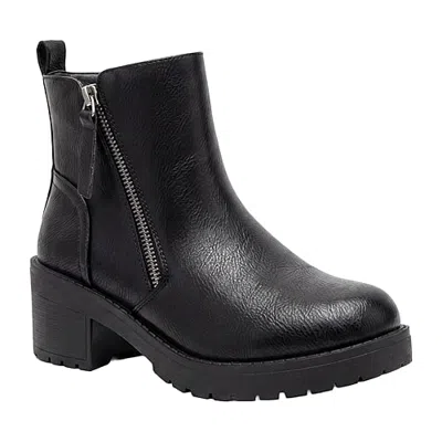 Pop Womens Elspeth Block Heel Booties In Black