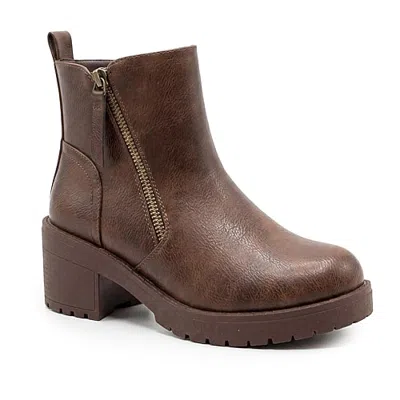 Pop Womens Elspeth Block Heel Booties In Brown