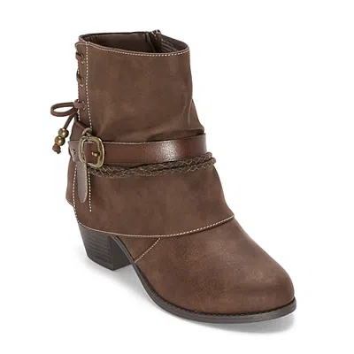 Pop Womens Encinitas Block Heel Booties In Brown