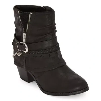Pop Womens Faithe Stacked Heel Booties In Black