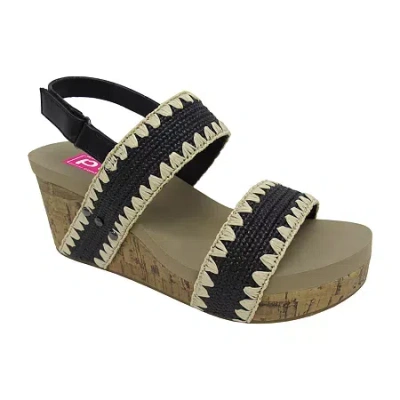 Pop Womens Kabilyn Wedge Sandals In Black
