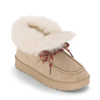 Pop Womens Montclair Faux Fur Lined Flat Heel Winter Boots In Beige