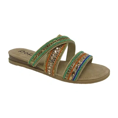 Pop Womens Rivina Wedge Sandals In Green