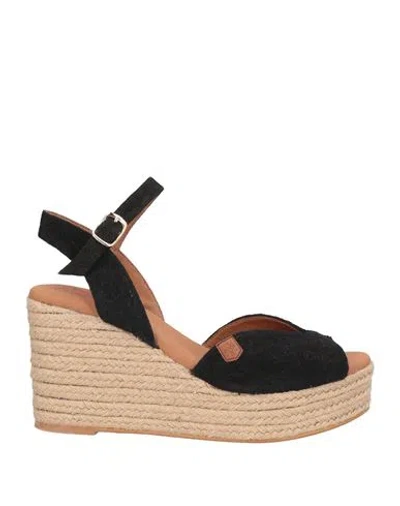 Popa Woman Espadrilles Black Size 7 Leather In Multi