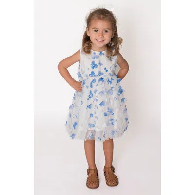 Popatu Babies'  3d Butterfly Fit & Flare Dress In White/blue