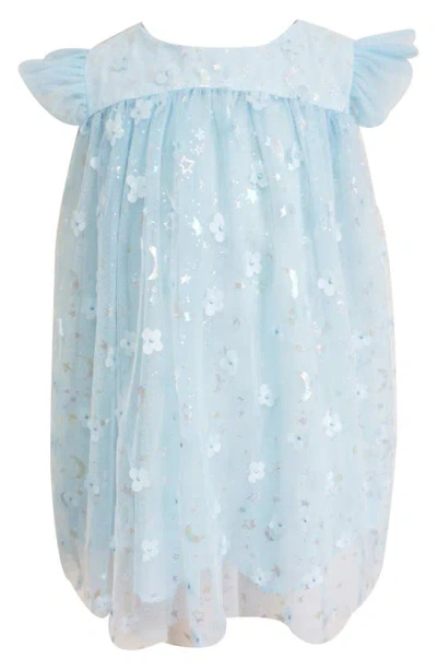 Popatu Babies' 3d Floral Party Dress In Blue