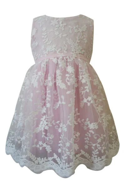 Popatu Babies'  Embroidered Lace Party Dress In Pink
