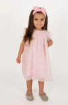 Popatu Embroidered Mesh Flutter Sleeve Dress In Pink