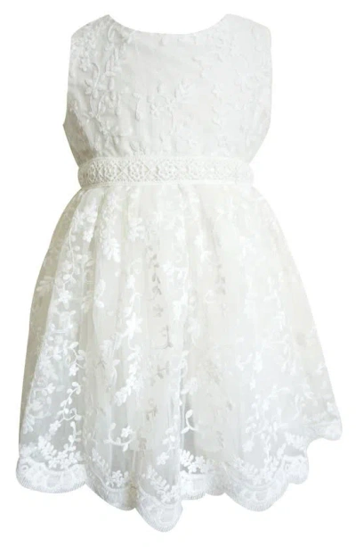 Popatu Babies' Floral Embroidered Dress In White