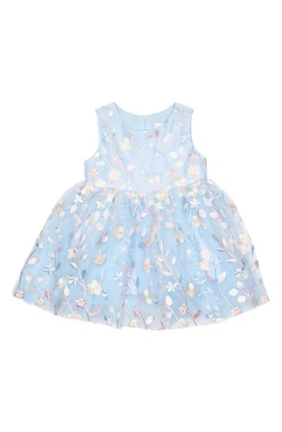 Popatu Babies' Floral Embroidered Party Dress In Blue