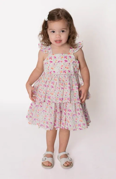 Popatu Babies'  Floral Tiered Cotton Sundress In Pink