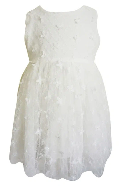 Popatu Kids' 3d Floral Embroidered Party Dress In White