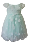 Popatu Kids' 3d Floral Party Dress In Green