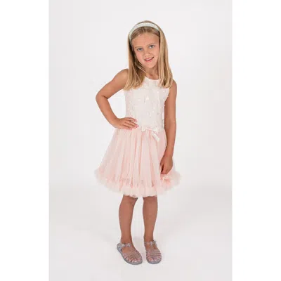 Popatu Kids' 3d Star Appliqué Tulle Party Dress In Pink
