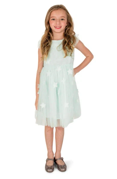 Popatu Kids' 3d Star Flutter Sleeve Tulle Dress In Mint