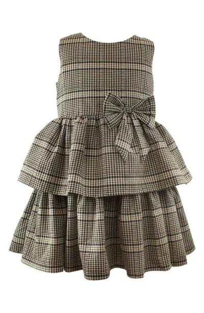 Popatu Kids' Check Print Tiered Dress In Black