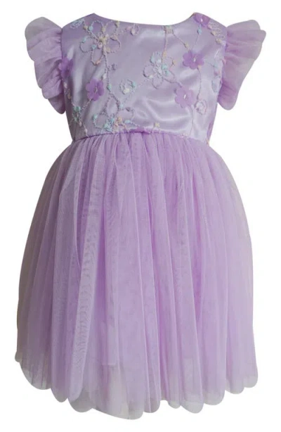 Popatu Kids' Embroidered Bodice Tulle Party Dress In Purple