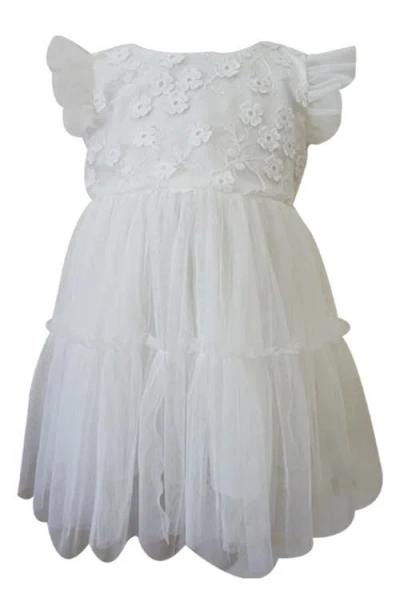 Popatu Kids' Floral Appliqué Party Dress In White