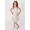 Popatu Kids' Floral Embroidery Tiered Dress In White