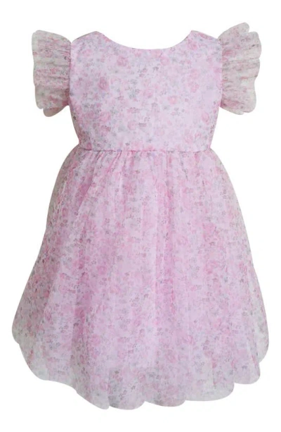 Popatu Kids' Floral Flutter Sleeve Party Dress In Pink