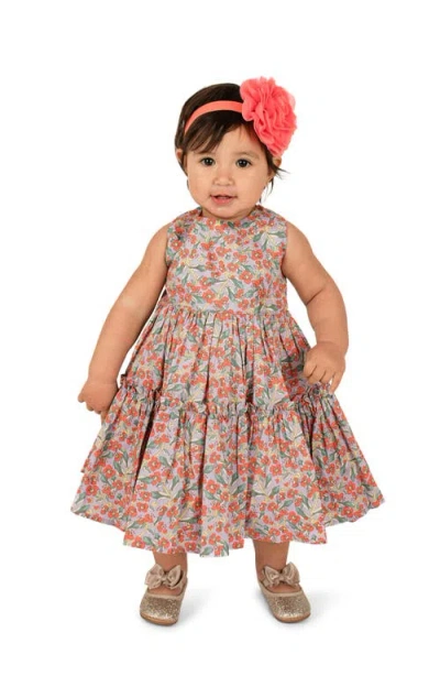 Popatu Kids' Floral Tiered Dress In Dusty Mauve/floral