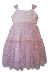 Popatu Kids' Floral Tiered Mesh Party Dress In Pink