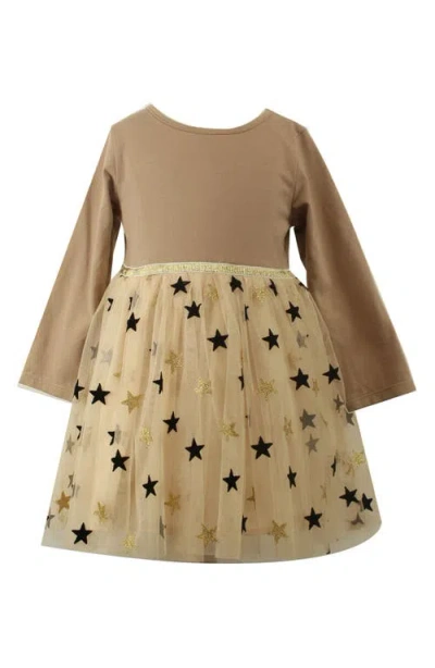 Popatu Kids' Long Sleeve Check Party Dress In Brown