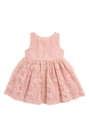 Popatu Kids' Metallic Lace Overlay Dress In Peach
