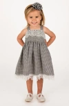 Popatu Kids' Minicheck Lace Dress In Black/ White