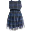 Popatu Kids' Plaid Tulle Dress In Blue