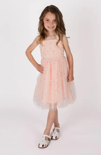 Popatu Kids' Polka Dot Tiered Dress In Pink